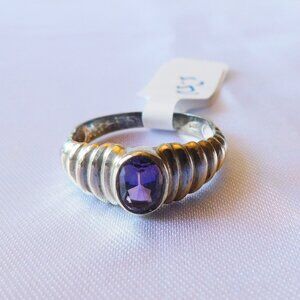 Sterling Silver Size 9 Ring with Purple Center Stone  # 20618